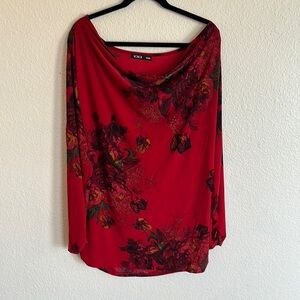 Igigi Red Floral Blouse